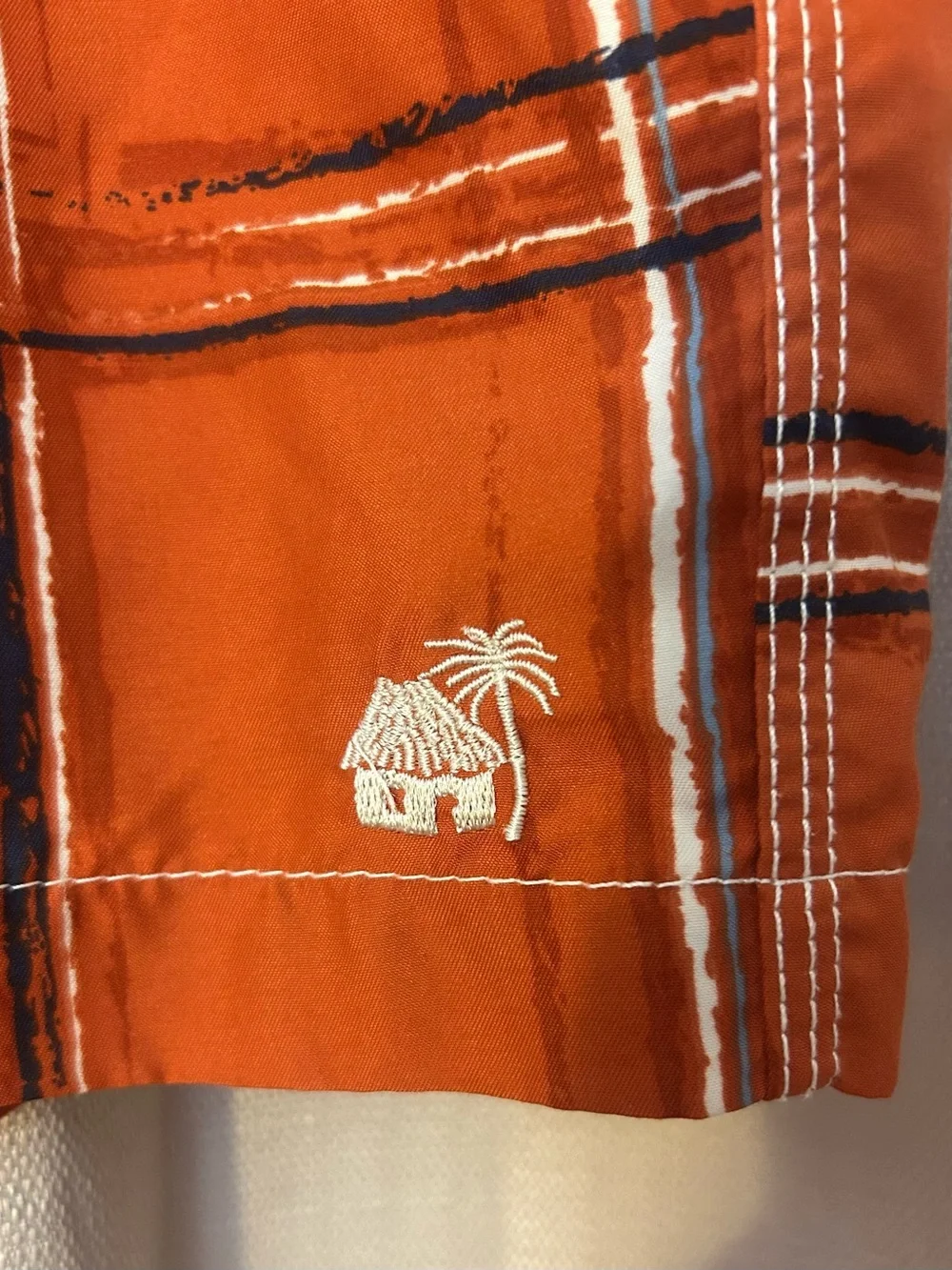 Caribbean Joe Men’s Orange Plaid Tropical Board Shorts Bathing Suit XL